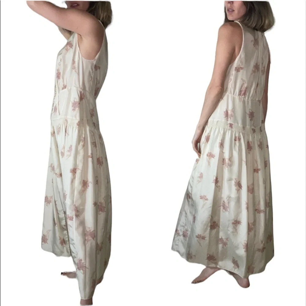 NORA FLORAL SILK SLEEVELESS A-LINE DRESS IN SUNSET COMBO - Picture 13 of 14